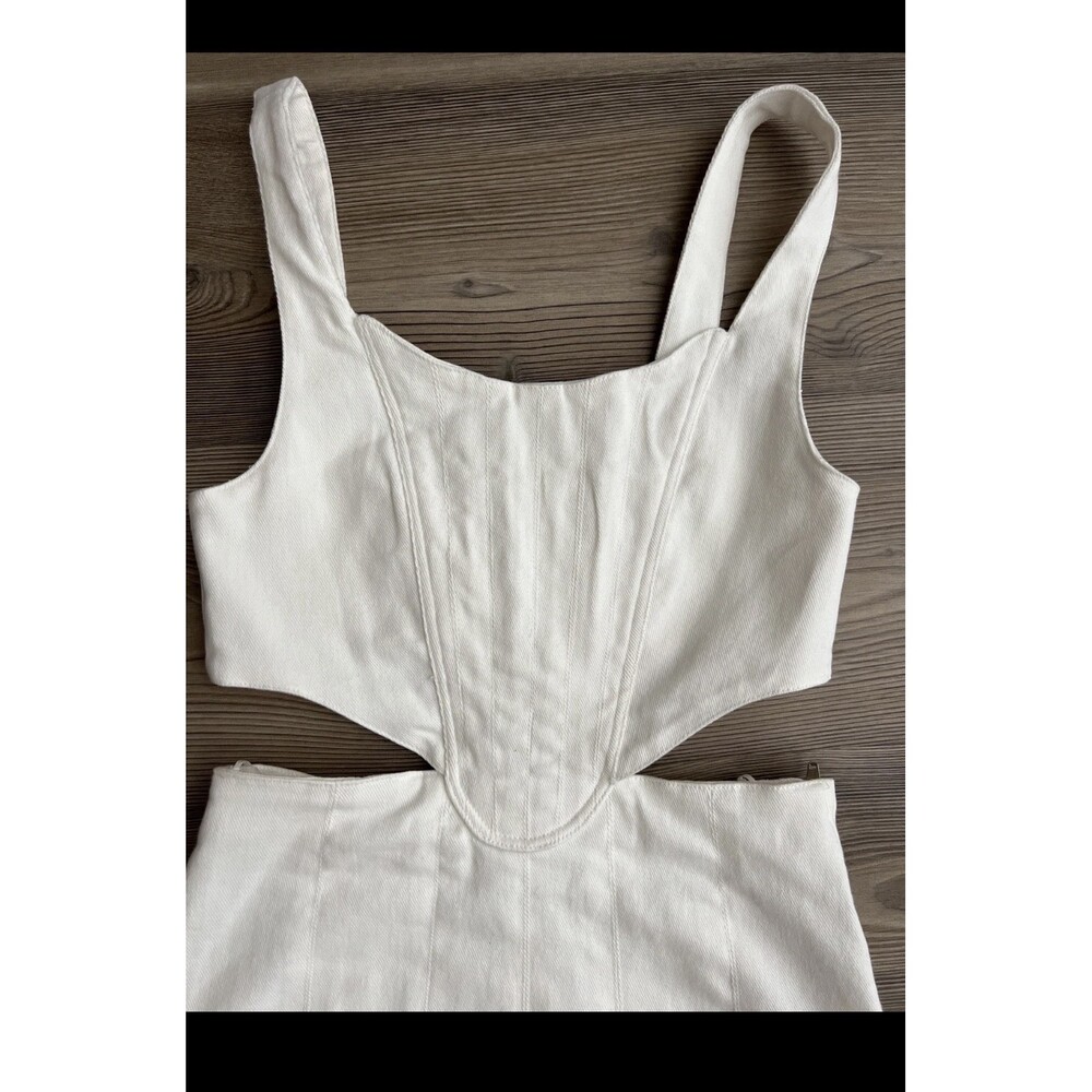 Zara White Denim Cutout Dress Medium Party Graduate  Casual - Picture 6 of 6